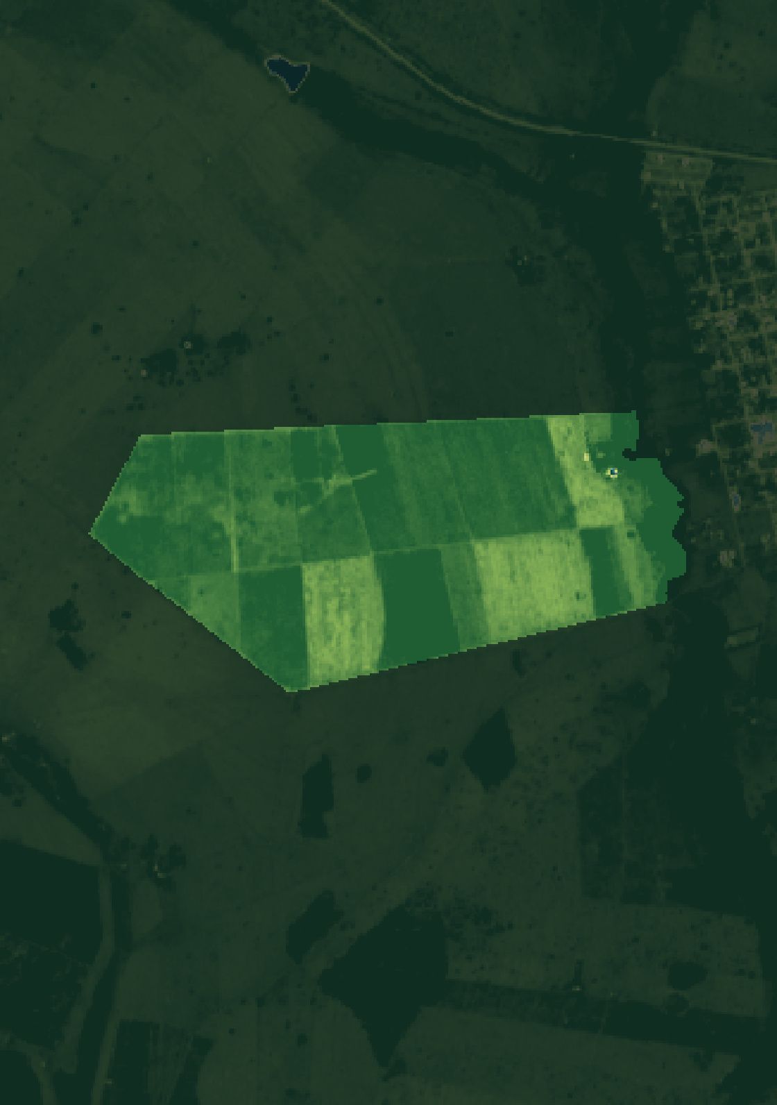 Mapa NDWI da fazenda parceira em São Francisco de Sales (MG).